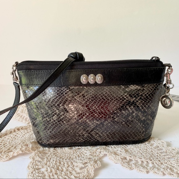 Rare Brighton Crossbody Snake Skin Leather vintage Convertible Clutch Purse Bag - Picture 10 of 10